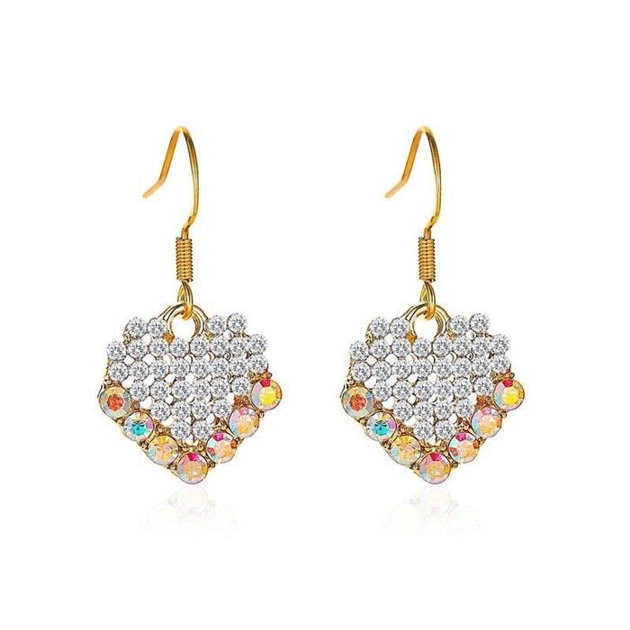 Wholesale colored diamond heart alloy silver needle earrings JDC-ES-D201 Earrings 晴雯 02 white 12017 Wholesale Jewelry JoyasDeChina Joyas De China