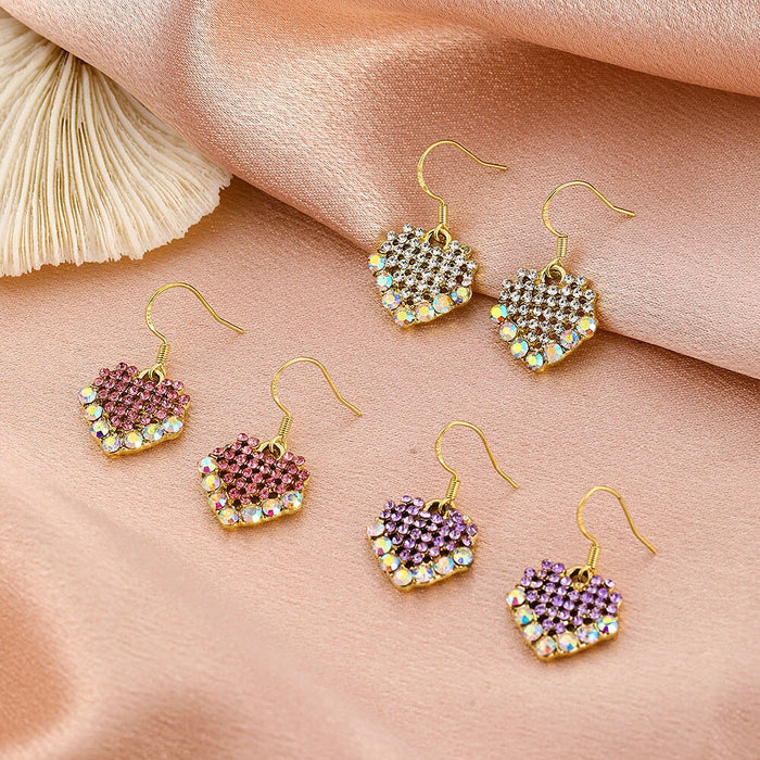 Wholesale colored diamond heart alloy silver needle earrings JDC-ES-D201 Earrings 晴雯 Wholesale Jewelry JoyasDeChina Joyas De China