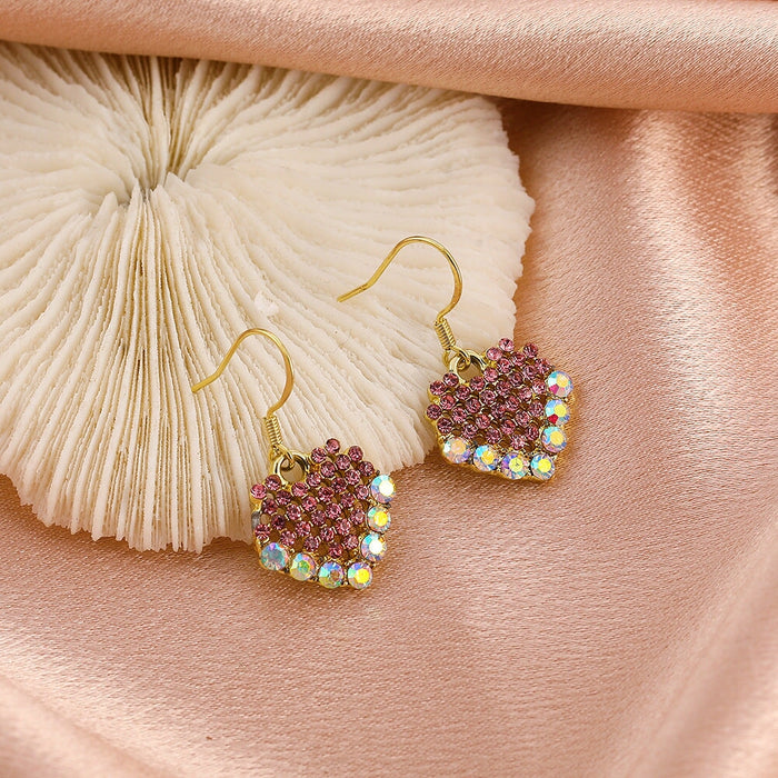 Wholesale colored diamond heart alloy silver needle earrings JDC-ES-D201 Earrings 晴雯 Wholesale Jewelry JoyasDeChina Joyas De China