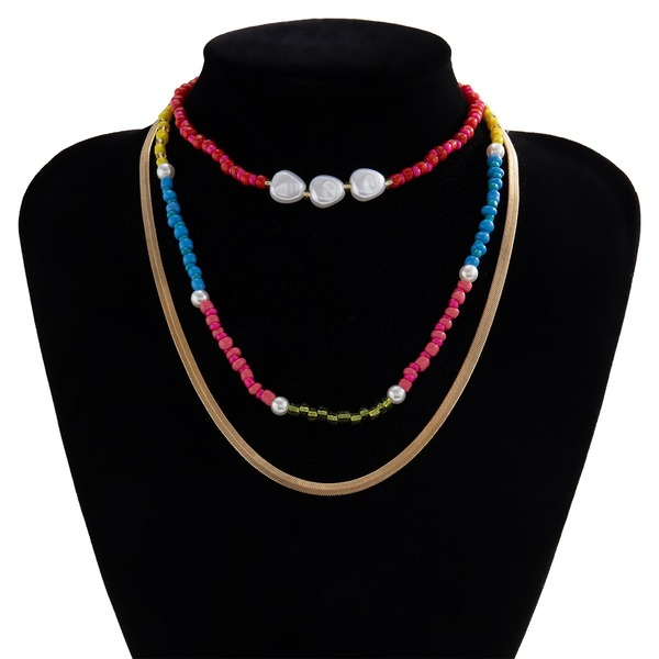 Bulk Jewelry Wholesale colored metal special-shaped imitation pearl handmade necklace JDC-NE-KunJ053 Wholesale factory from China YIWU China
