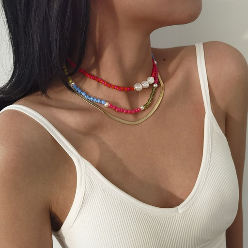 Bulk Jewelry Wholesale colored metal special-shaped imitation pearl handmade necklace JDC-NE-KunJ053 Wholesale factory from China YIWU China