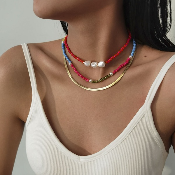 Bulk Jewelry Wholesale colored metal special-shaped imitation pearl handmade necklace JDC-NE-KunJ053 Wholesale factory from China YIWU China