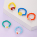 Bulk Jewelry Wholesale colored resin flowers woven rice bead ring 5 piece set JDC-RS-C207 Wholesale factory from China YIWU China