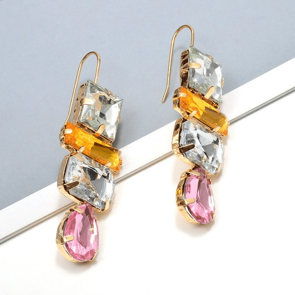 Wholesale Colored Rhinestone Metal Earrings JDC-ES-SK038 Earrings 深刻 Wholesale Jewelry JoyasDeChina Joyas De China