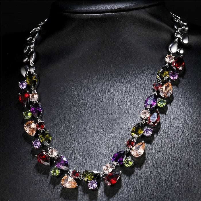 Wholesale Colored Zircon Artificial Gemstone Copper Necklace MOQ≥2 JDC-NE-Kas004 Necklaces 卡诗 MOQ2 white Wholesale Jewelry JoyasDeChina Joyas De China