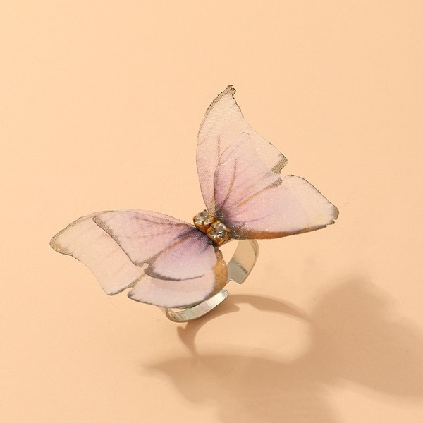 Bulk Jewelry Wholesale colorful alloy double-layer diamond tulle butterfly ring JDC-RS-e110 Wholesale factory from China YIWU China