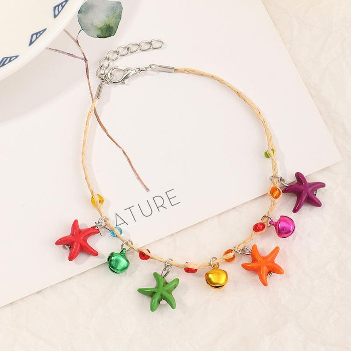 Bulk Jewelry Wholesale colorful alloy starfish shell anklet   JDC-AS-e050 Wholesale factory from China YIWU China