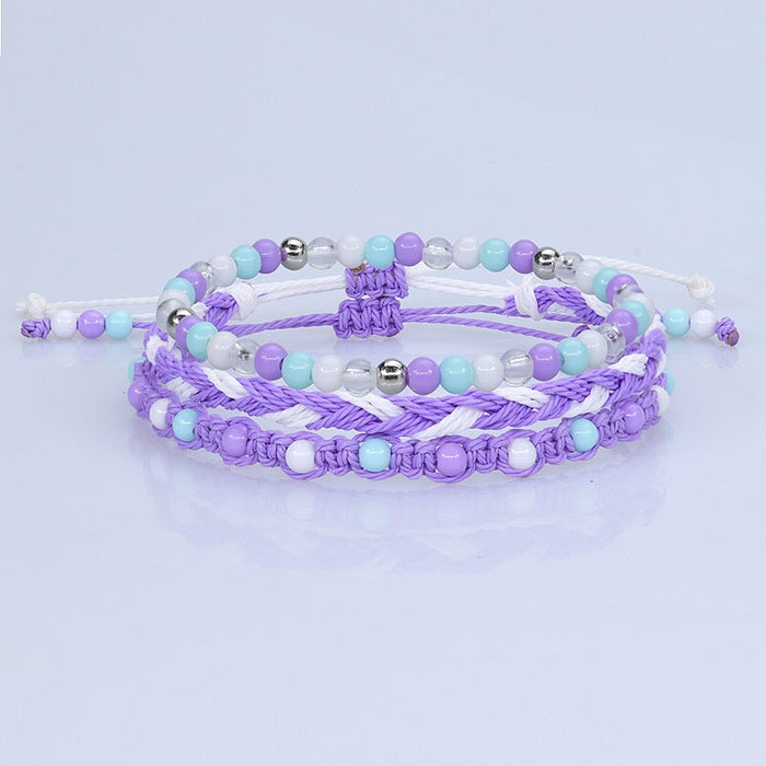 Wholesale colorful bead bracelet waterproof wax thread braided bracelet three-piece set JDC-BT-Yiye010 Bracelet 益烨 8 Wholesale Jewelry JoyasDeChina Joyas De China