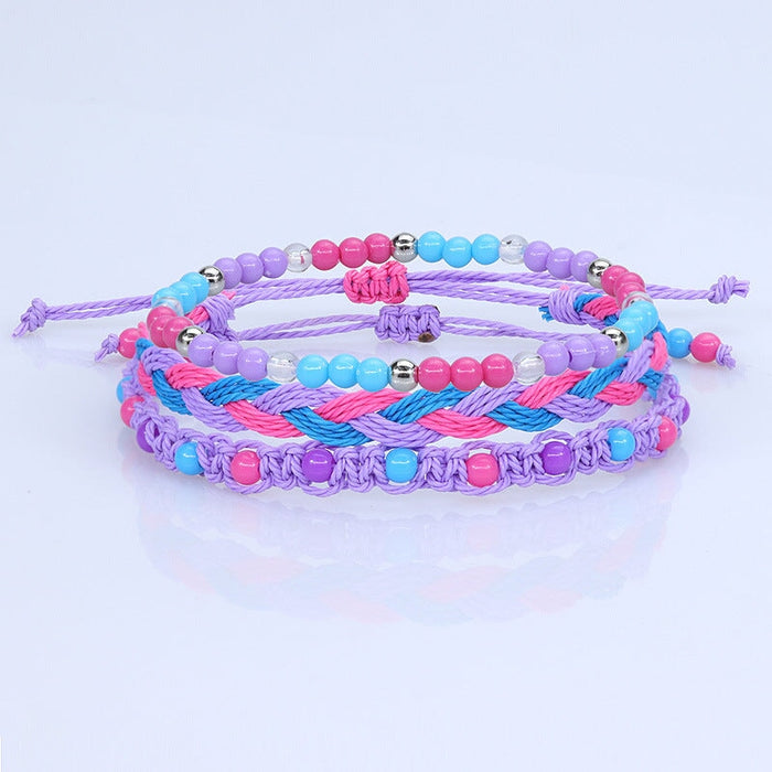 Wholesale colorful bead bracelet waterproof wax thread braided bracelet three-piece set JDC-BT-Yiye010 Bracelet 益烨 9 Wholesale Jewelry JoyasDeChina Joyas De China