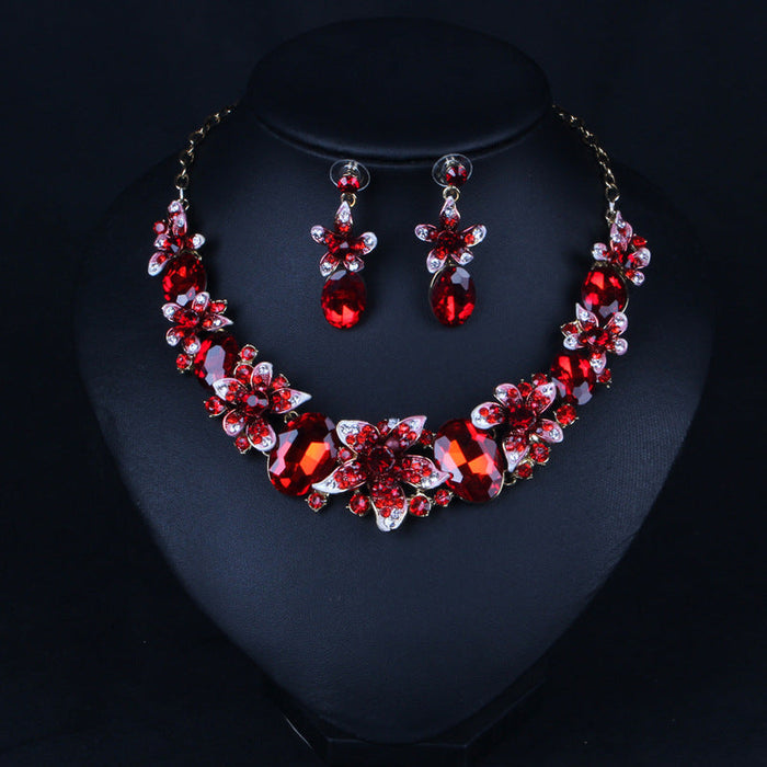 Wholesale colorful crystal necklace earrings set JDC-ST-Linl003 Suit 琳琅 Wholesale Jewelry JoyasDeChina Joyas De China