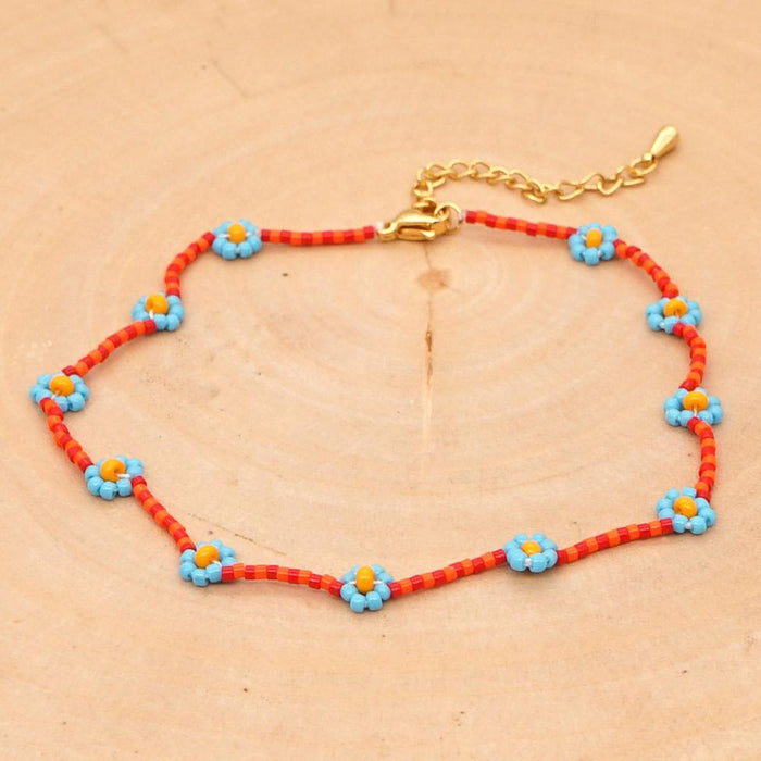 Bulk Jewelry Wholesale colorful elegant ethnic style small daisy Beaded Anklet JDC-gbh261 Wholesale factory from China YIWU China