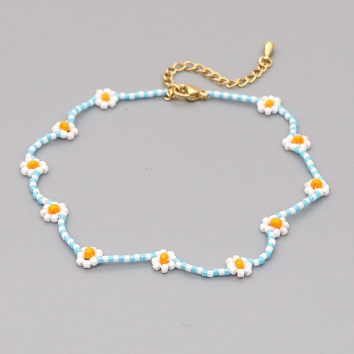 Bulk Jewelry Wholesale colorful elegant ethnic style small daisy Beaded Anklet JDC-gbh261 Wholesale factory from China YIWU China