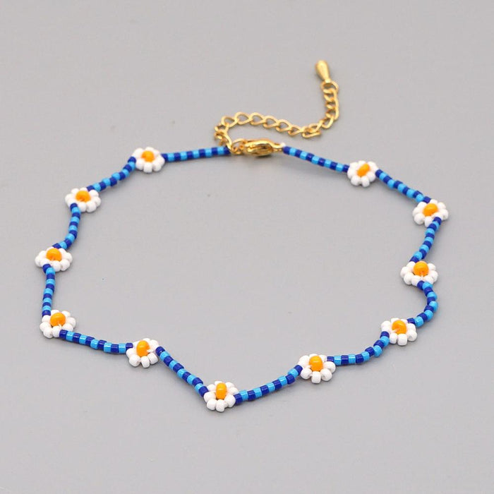 Bulk Jewelry Wholesale colorful elegant ethnic style small daisy Beaded Anklet JDC-gbh261 Wholesale factory from China YIWU China