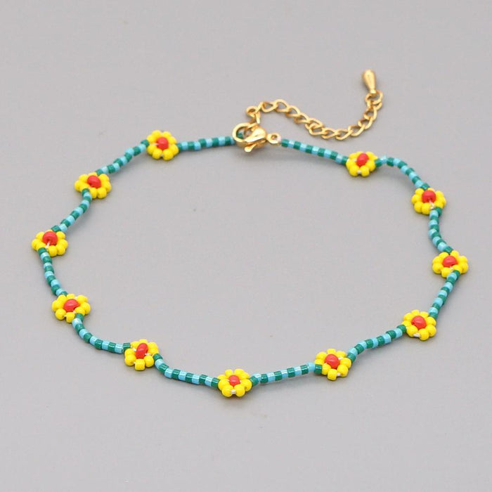Bulk Jewelry Wholesale colorful elegant ethnic style small daisy Beaded Anklet JDC-gbh261 Wholesale factory from China YIWU China