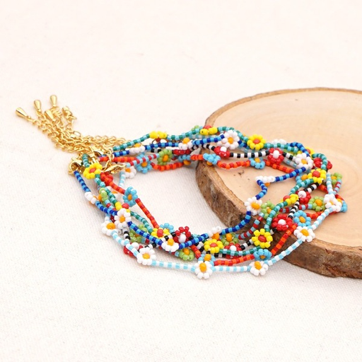 Bulk Jewelry Wholesale colorful elegant ethnic style small daisy Beaded Anklet JDC-gbh261 Wholesale factory from China YIWU China