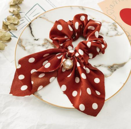 Bulk Jewelry Wholesale colorful fabric pearl pendant women's hair with knotted bow hair rope  JDC-HS-F310 Wholesale factory from China YIWU China