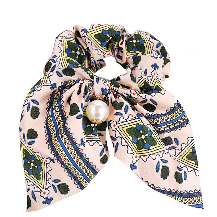 Bulk Jewelry Wholesale colorful fabric pearl pendant women's hair with knotted bow hair rope  JDC-HS-F310 Wholesale factory from China YIWU China