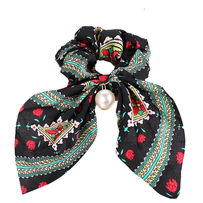 Bulk Jewelry Wholesale colorful fabric pearl pendant women's hair with knotted bow hair rope  JDC-HS-F310 Wholesale factory from China YIWU China