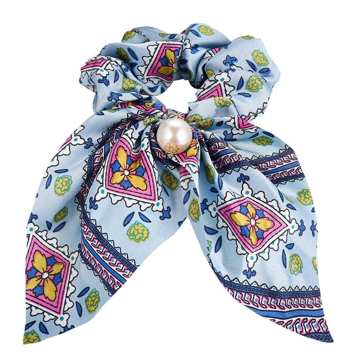 Bulk Jewelry Wholesale colorful fabric pearl pendant women's hair with knotted bow hair rope  JDC-HS-F310 Wholesale factory from China YIWU China