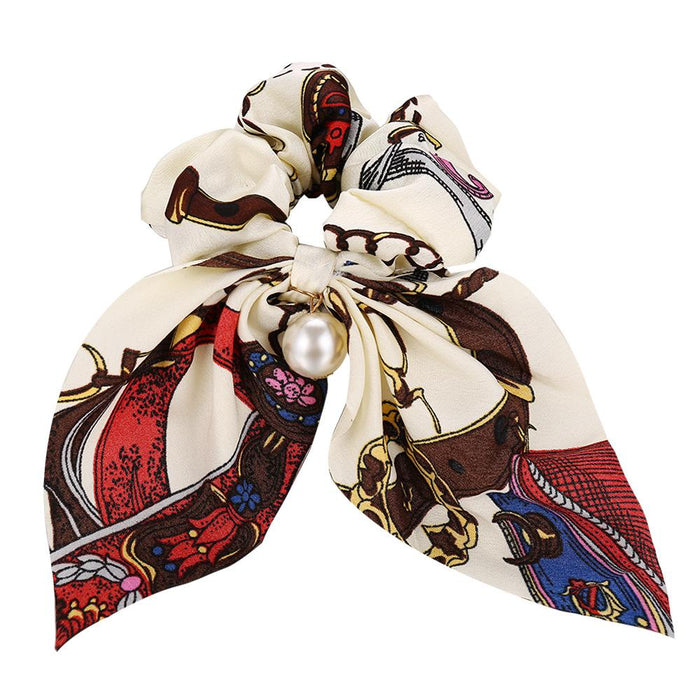 Bulk Jewelry Wholesale colorful fabric pearl pendant women's hair with knotted bow hair rope  JDC-HS-F310 Wholesale factory from China YIWU China