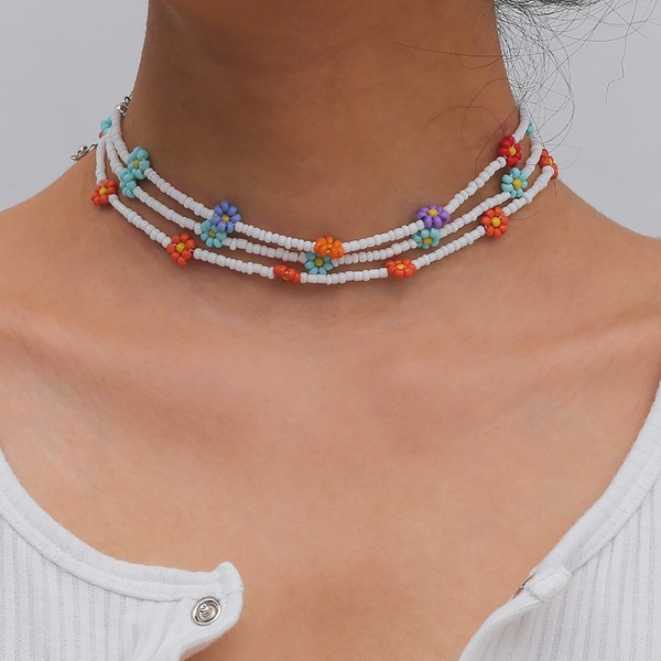 Bulk Jewelry Wholesale colorful pearl flower necklace JDC-NE-KunJ057 Wholesale factory from China YIWU China