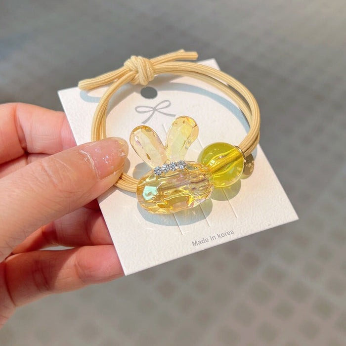 Wholesale colorful transparent bunny hair ring JDC-HS-GSFS010 Hair Scrunchies 夙尚 2 Wholesale Jewelry JoyasDeChina Joyas De China