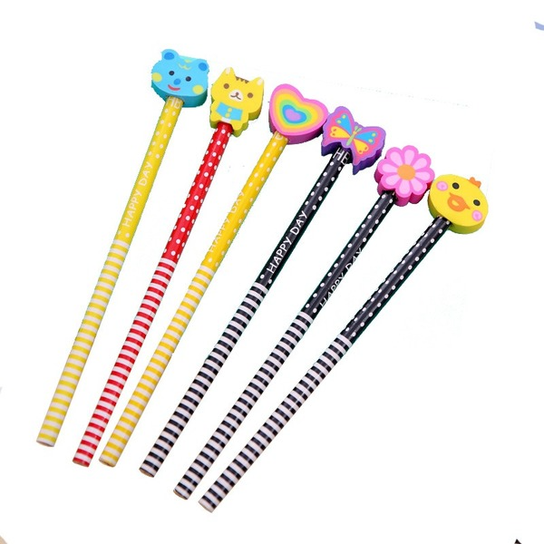 Bulk Jewelry Wholesale colorful wooden cartoon rubber pencil JDC-PE-XF009 Wholesale factory from China YIWU China