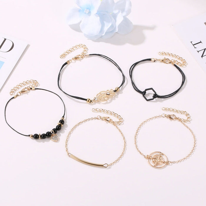 Wholesale Compass Totem Rhinestone Heart Beaded Alloy Bracelet JDC-BT-A030 Bracelet 妙雅 01KCgold 11087 Wholesale Jewelry JoyasDeChina Joyas De China