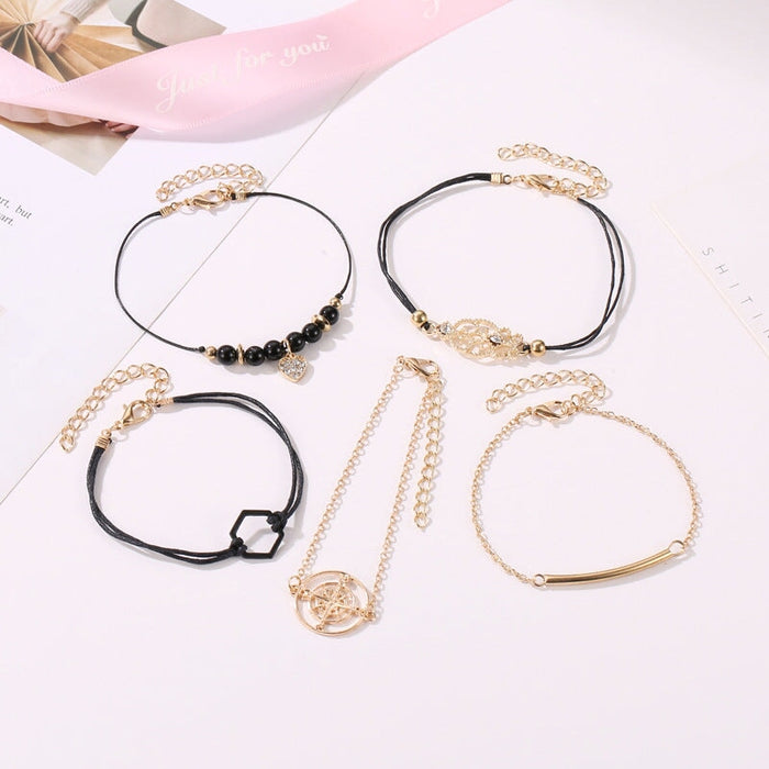 Wholesale Compass Totem Rhinestone Heart Beaded Alloy Bracelet JDC-BT-A030 Bracelet 妙雅 Wholesale Jewelry JoyasDeChina Joyas De China