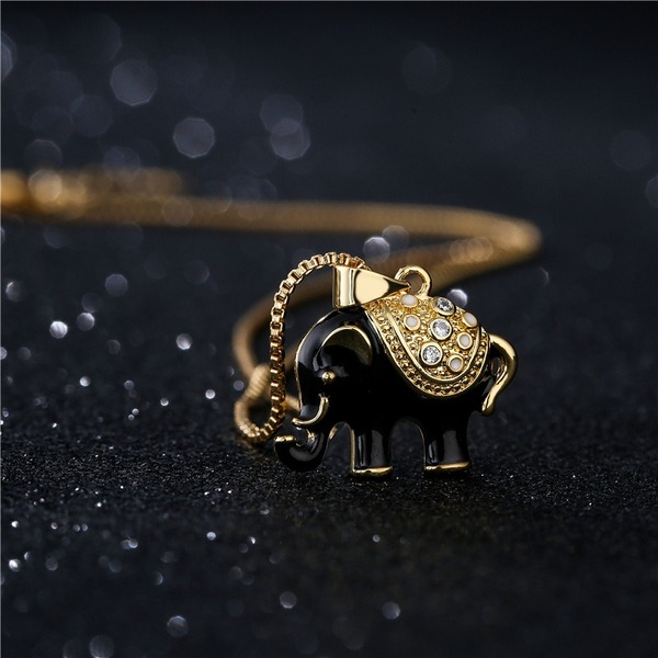 Bulk Jewelry Wholesale copper black and white oil dripping Elephant Necklaces JDC-NE-ag011 Wholesale factory from China YIWU China