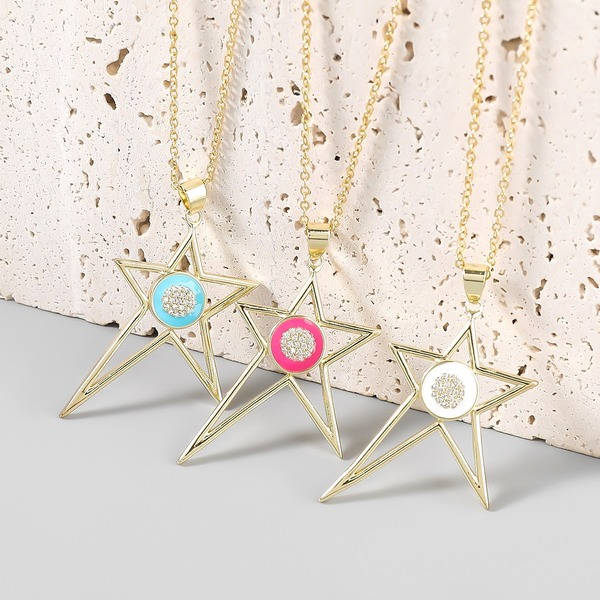 Wholesale Copper Drip Oil Irregular Pentagram Necklace JDC-NE-JL182 Necklaces 氿乐 Wholesale Jewelry JoyasDeChina Joyas De China