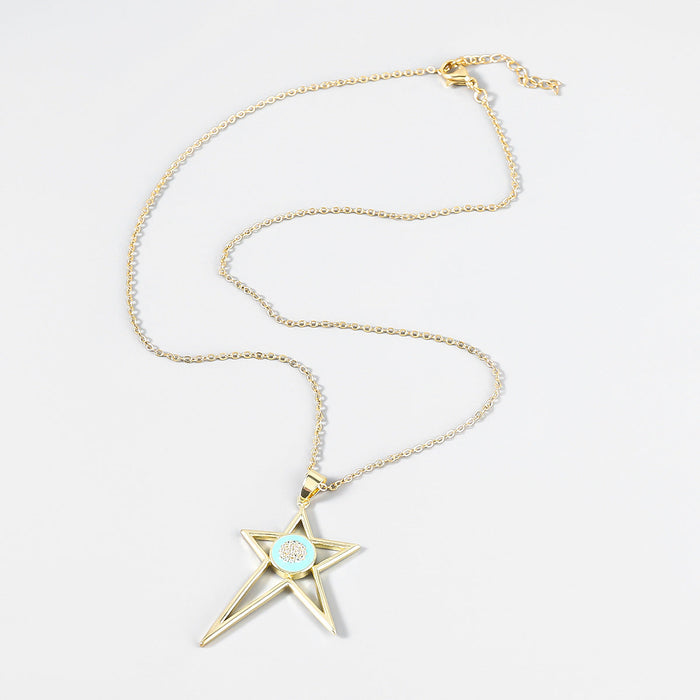 Wholesale Copper Drip Oil Irregular Pentagram Necklace JDC-NE-JL182 Necklaces 氿乐 blue Wholesale Jewelry JoyasDeChina Joyas De China