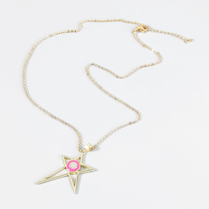 Wholesale Copper Drip Oil Irregular Pentagram Necklace JDC-NE-JL182 Necklaces 氿乐 rose red Wholesale Jewelry JoyasDeChina Joyas De China