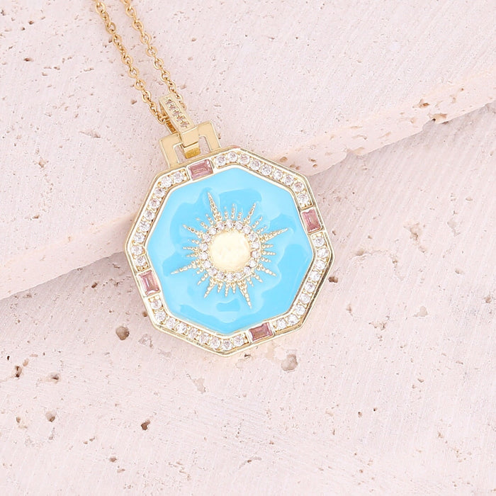 Wholesale Copper Drop Oil Eye Necklace Mary's Square Pendant Necklace JDC-NE-Bingm011 necklaces 冰萌 3# Wholesale Jewelry JoyasDeChina Joyas De China