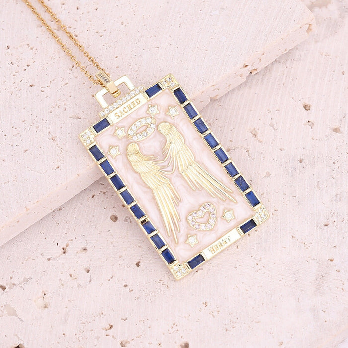 Wholesale Copper Drop Oil Eye Necklace Mary's Square Pendant Necklace JDC-NE-Bingm011 necklaces 冰萌 5# Wholesale Jewelry JoyasDeChina Joyas De China