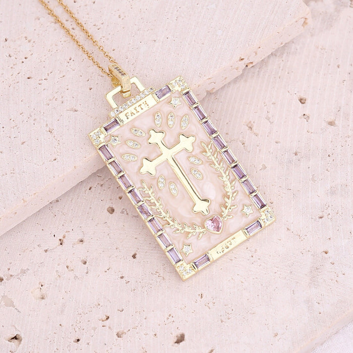 Wholesale Copper Drop Oil Eye Necklace Mary's Square Pendant Necklace JDC-NE-Bingm011 necklaces 冰萌 Wholesale Jewelry JoyasDeChina Joyas De China