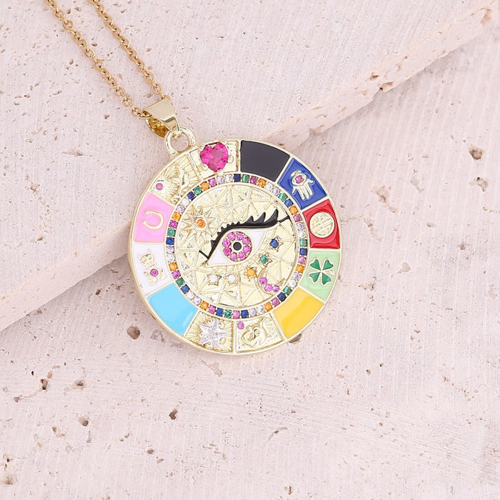 Wholesale Copper Drop Oil Eye Necklace Mary's Square Pendant Necklace JDC-NE-Bingm011 necklaces 冰萌 Wholesale Jewelry JoyasDeChina Joyas De China