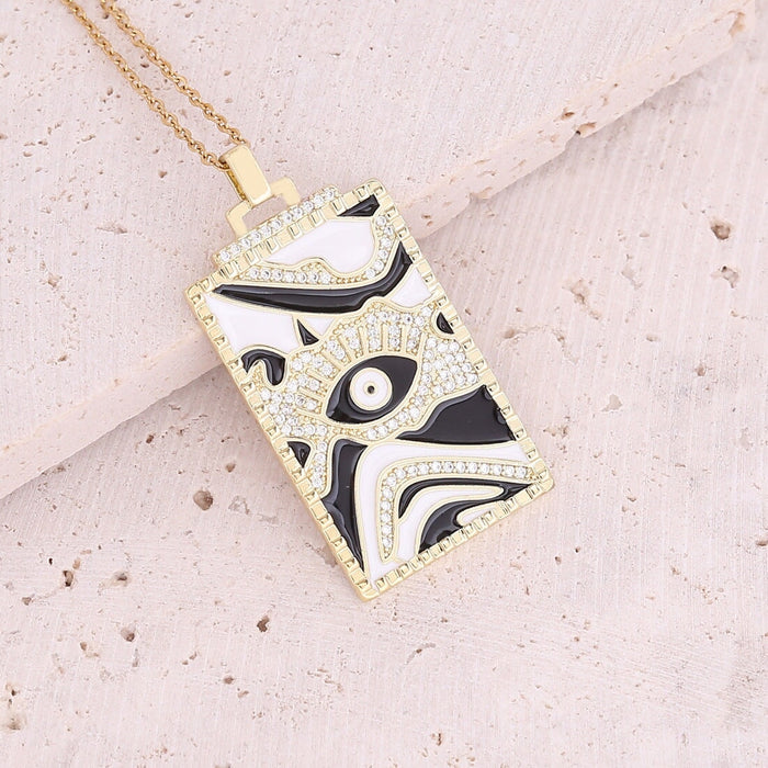 Wholesale Copper Drop Oil Eye Necklace Mary's Square Pendant Necklace JDC-NE-Bingm011 necklaces 冰萌 Wholesale Jewelry JoyasDeChina Joyas De China