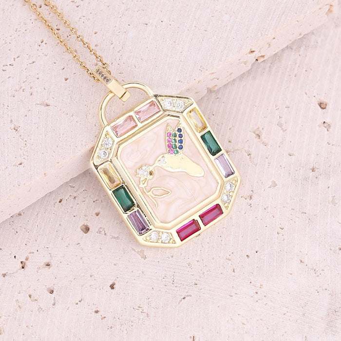 Wholesale Copper Drop Oil Eye Necklace Mary's Square Pendant Necklace JDC-NE-Bingm011 necklaces 冰萌 9# Wholesale Jewelry JoyasDeChina Joyas De China