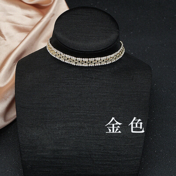 Wholesale Copper Gold Plated Rhinestone Necklace JDC-NE-JX050 Necklaces 锦希 gold Wholesale Jewelry JoyasDeChina Joyas De China