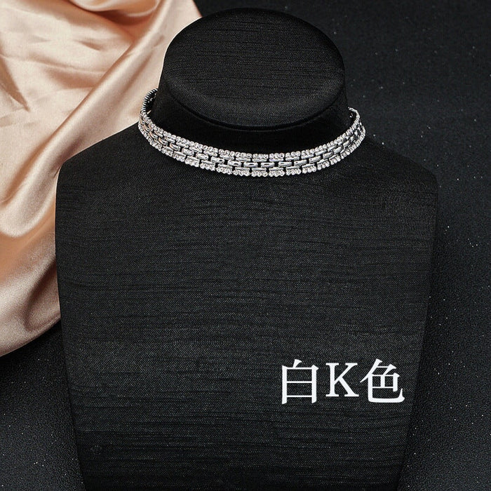 Wholesale Copper Gold Plated Rhinestone Necklace JDC-NE-JX050 Necklaces 锦希 white Wholesale Jewelry JoyasDeChina Joyas De China