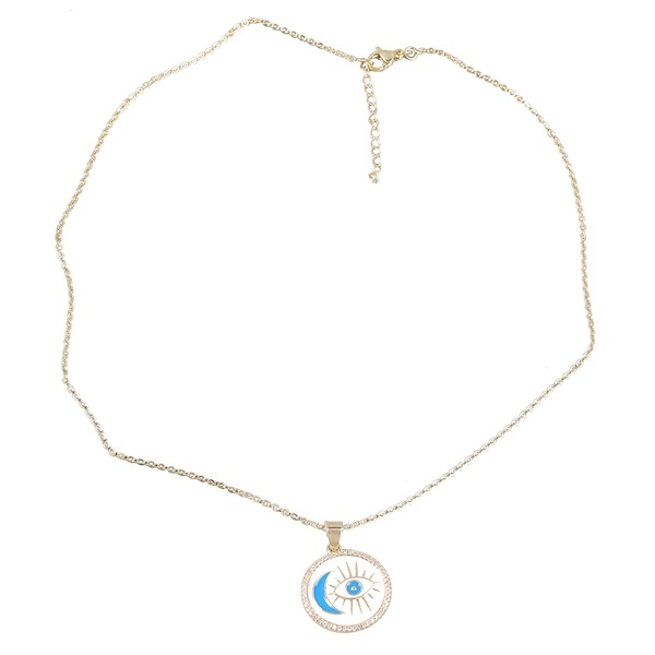 Wholesale Copper Micro Rhinestone Drop Oil Moon Eye Necklace JDC-NE-JL172 Necklaces 氿乐 Wholesale Jewelry JoyasDeChina Joyas De China