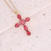 Wholesale Copper Micro Set Zircon Necklace Multicolor Cross Pendant NecklaceJDC-NE-Bingm012 necklaces 冰萌 4# red Wholesale Jewelry JoyasDeChina Joyas De China