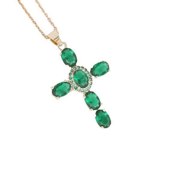 Wholesale Copper Micro Set Zircon Necklace Multicolor Cross Pendant NecklaceJDC-NE-Bingm012 necklaces 冰萌 Wholesale Jewelry JoyasDeChina Joyas De China