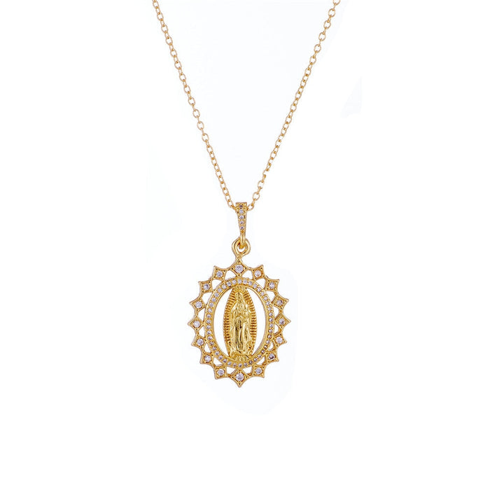 Wholesale copper micro-set zircon Virgin Pendant plated with 18K gold necklace JDC-NE-AG138 Necklaces 澳古 Wholesale Jewelry JoyasDeChina Joyas De China