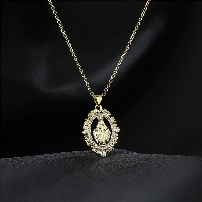 Wholesale copper plated 18K gold micro-encrusted zircon Virgin Necklace JDC-NE-AG142 Necklaces 澳古 Wholesale Jewelry JoyasDeChina Joyas De China