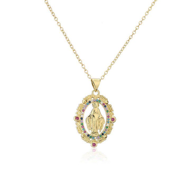 Wholesale copper plated 18K gold micro-encrusted zircon Virgin Necklace JDC-NE-AG142 Necklaces 澳古 Wholesale Jewelry JoyasDeChina Joyas De China