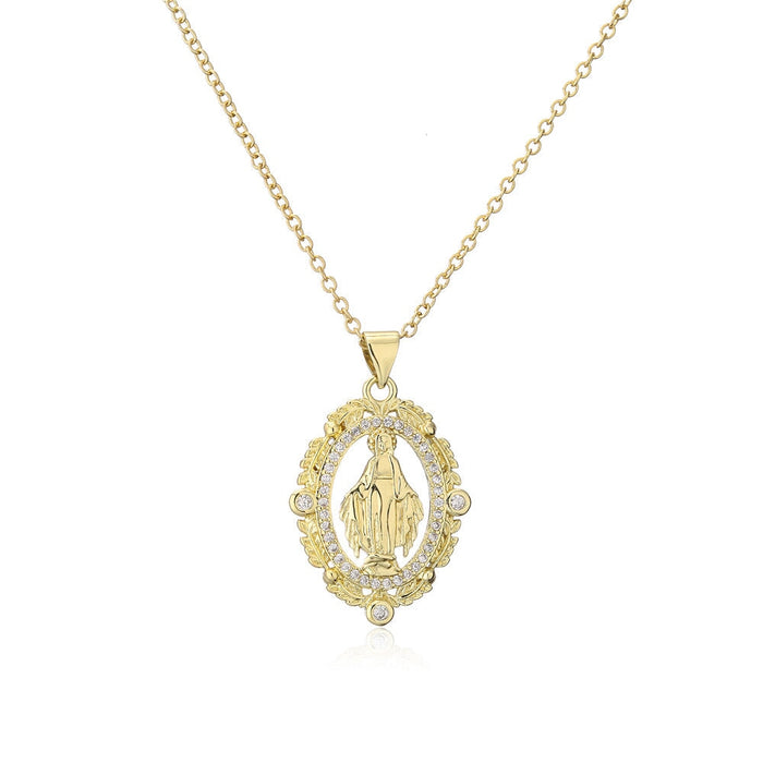 Wholesale copper plated 18K gold micro-encrusted zircon Virgin Necklace JDC-NE-AG142 Necklaces 澳古 Wholesale Jewelry JoyasDeChina Joyas De China