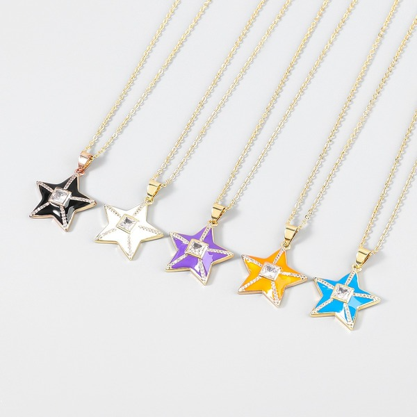 Wholesale Copper Rhinestone Drop Oil Star Necklace JDC-NE-JL183 Necklaces 氿乐 Wholesale Jewelry JoyasDeChina Joyas De China