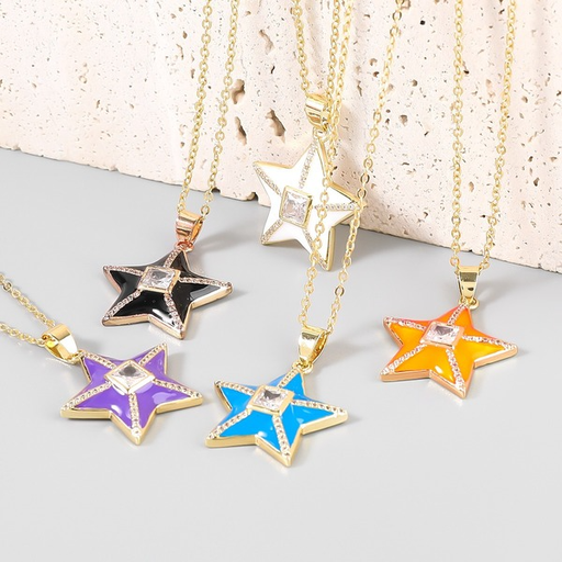 Wholesale Copper Rhinestone Drop Oil Star Necklace JDC-NE-JL183 Necklaces 氿乐 Wholesale Jewelry JoyasDeChina Joyas De China